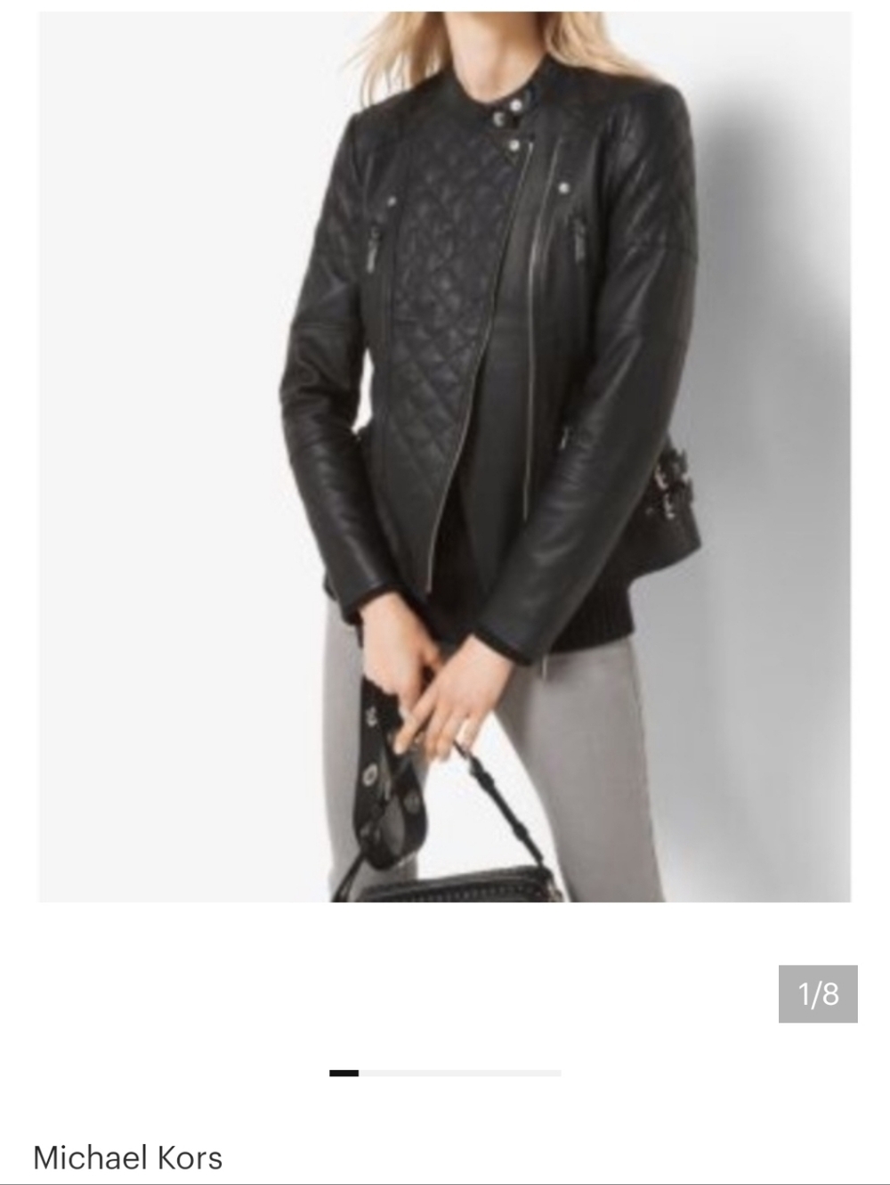 Michael Kors Lamb Leather Convertible Zip Front Moto Biker Jacket Black Size M - Picture 2 of 16